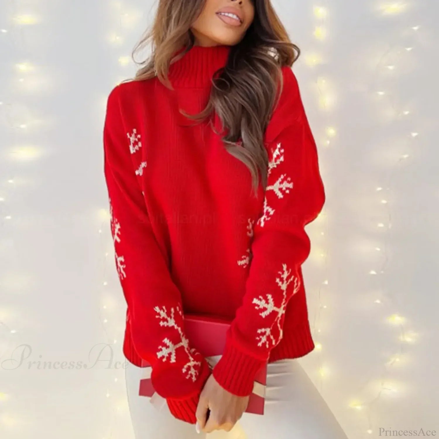 Casual Soft O Neck Long Sleeve Thick Warm Christmas Sweater Red-7 / S Sweaters-L