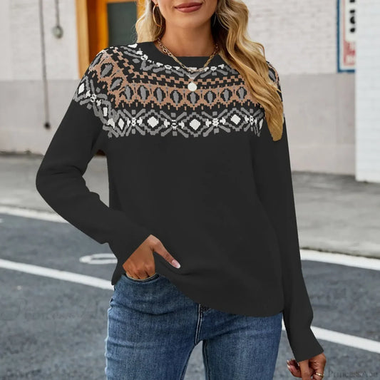 Casual Thickened Raglan Sleeve Elk Christmas Tree Sweater Black / S Sweaters-L