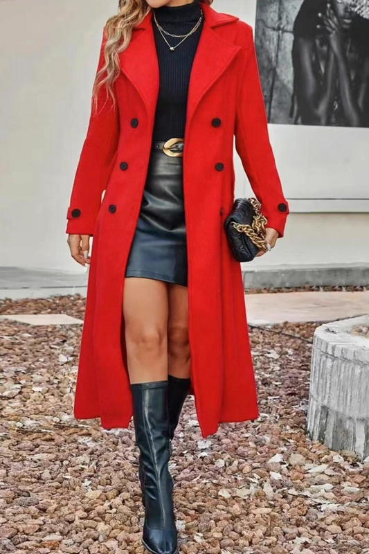 Wool Blend Lapel Double Breasted Chic Overcoat