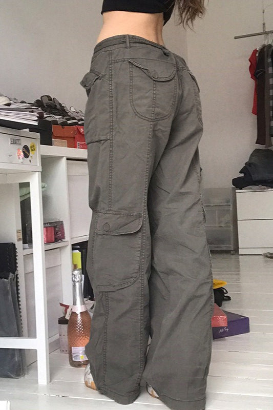 Casual Vintage Cargo Loose Straight Jeans