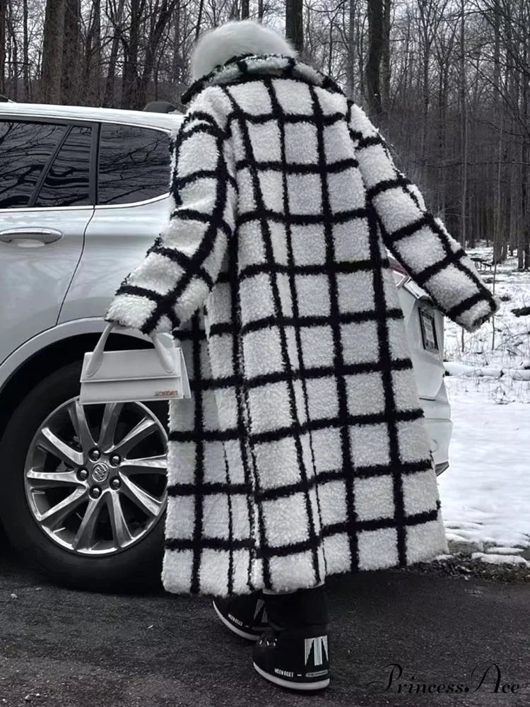 Checkered Button Graceful Sherpa Jacket Fleece Jackets