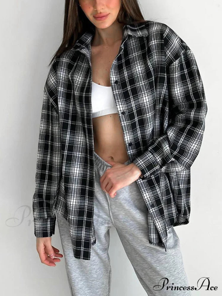 Checkered Charming Oversized Shirt Shirts