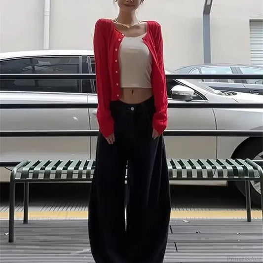 Chic Versatile Slim Fit Red Fashionable Twist Wool Warm Knit Christmas Sweater Sweaters-L