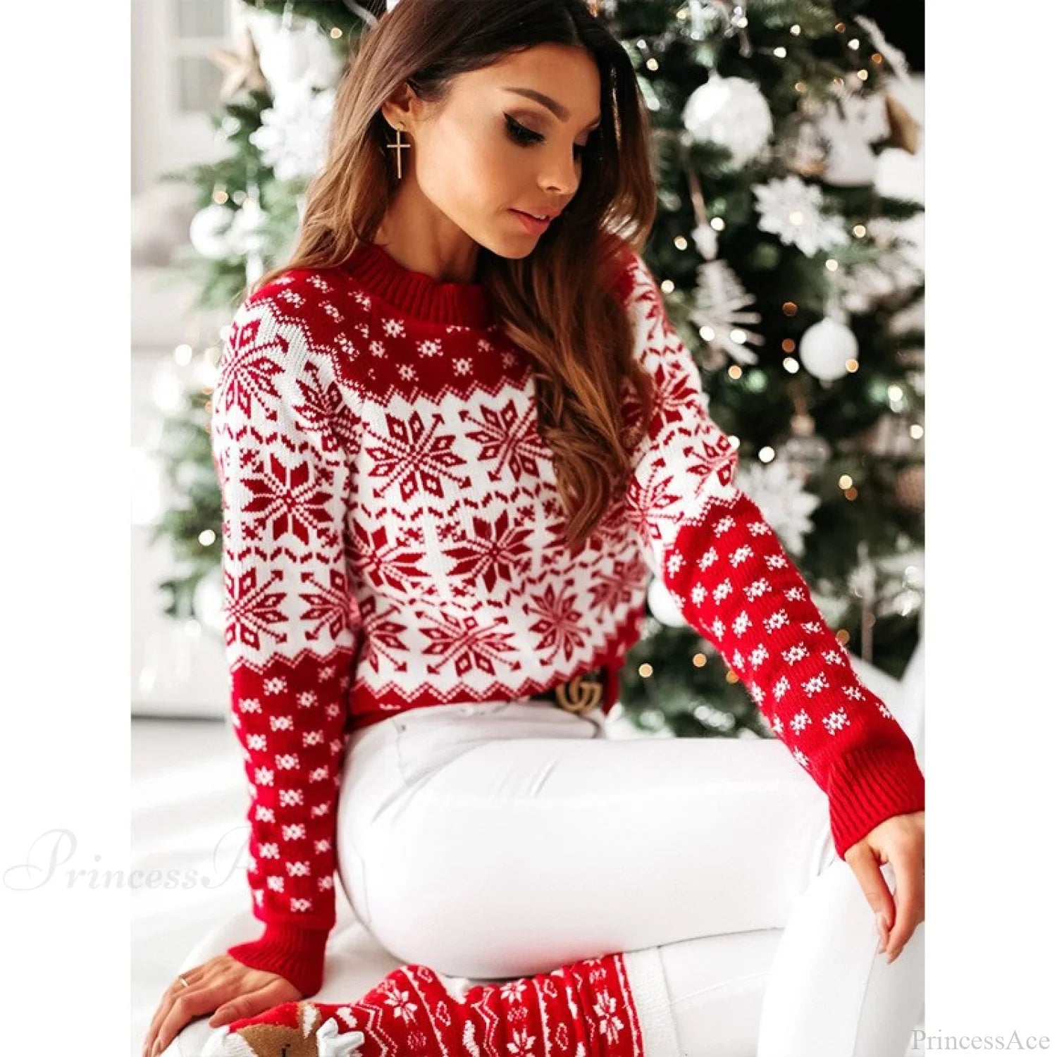 Christmas Santa Snowflake Sweaters Sweaters-L