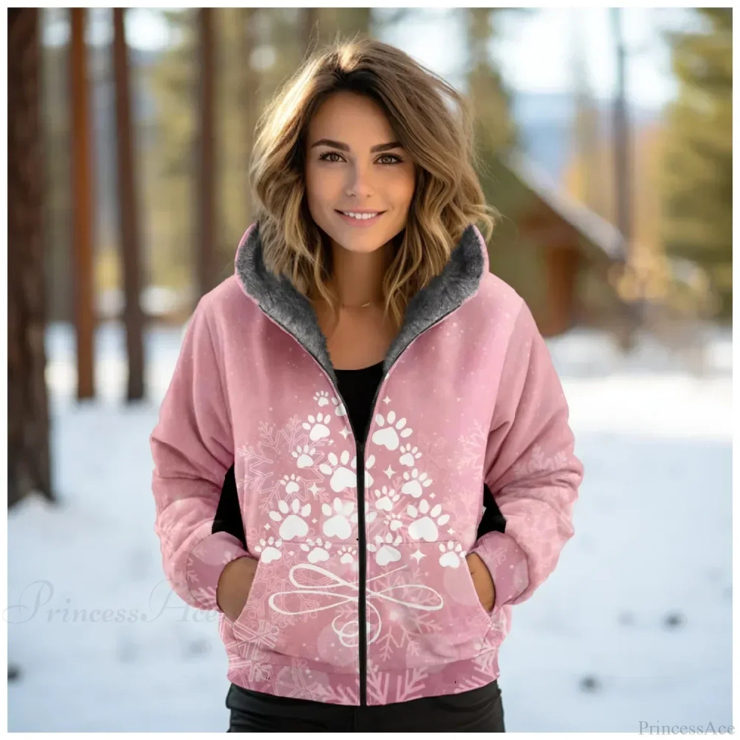 Christmas Sequin Splicing Cardigan Coat Pink 1 / Xxs Coats-241208
