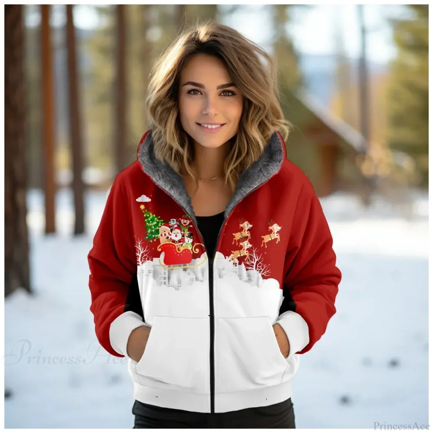 Christmas Sequin Splicing Cardigan Coat Red 2 / Xxs Coats-241208