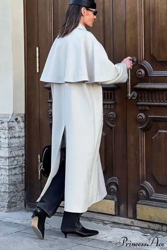 Collar Cape Slim Elegant Long Overcoat