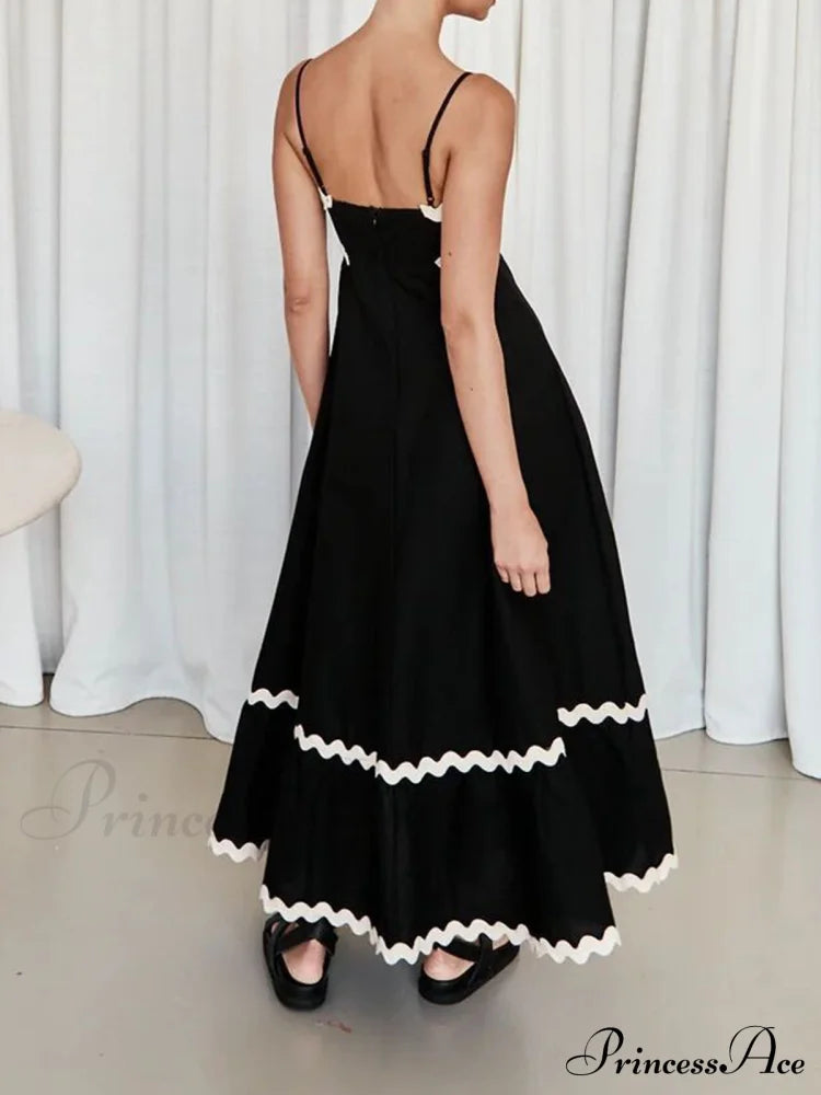 Contast Trim Graceful Cami Long Dress Dresses