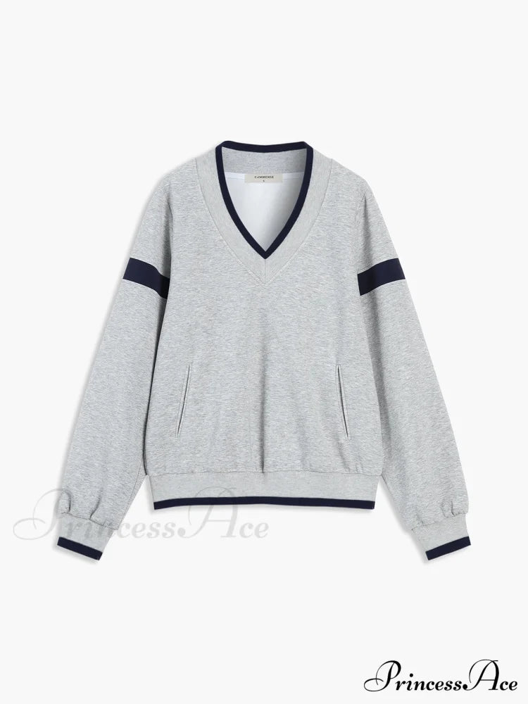 Contrast Trim Graceful Oversized Sweatshirt Sweatshirts