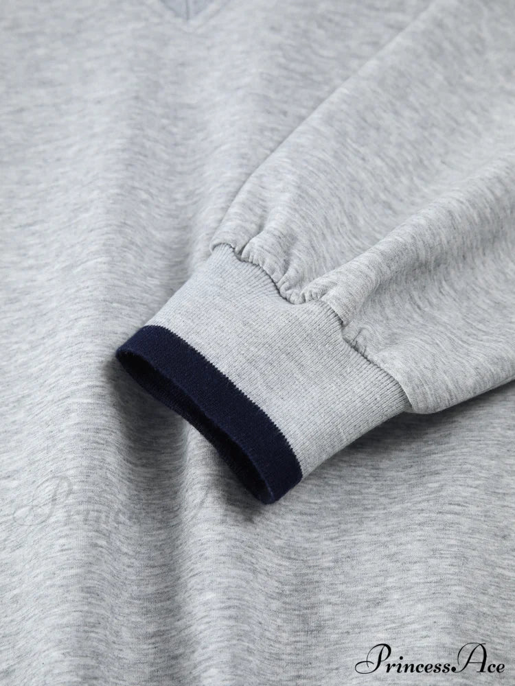 Contrast Trim Graceful Oversized Sweatshirt Sweatshirts