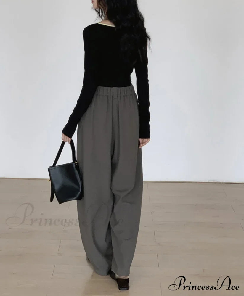 Contrast Trim Long Trendy Sleeve Asymmetrical Top T-Shirts