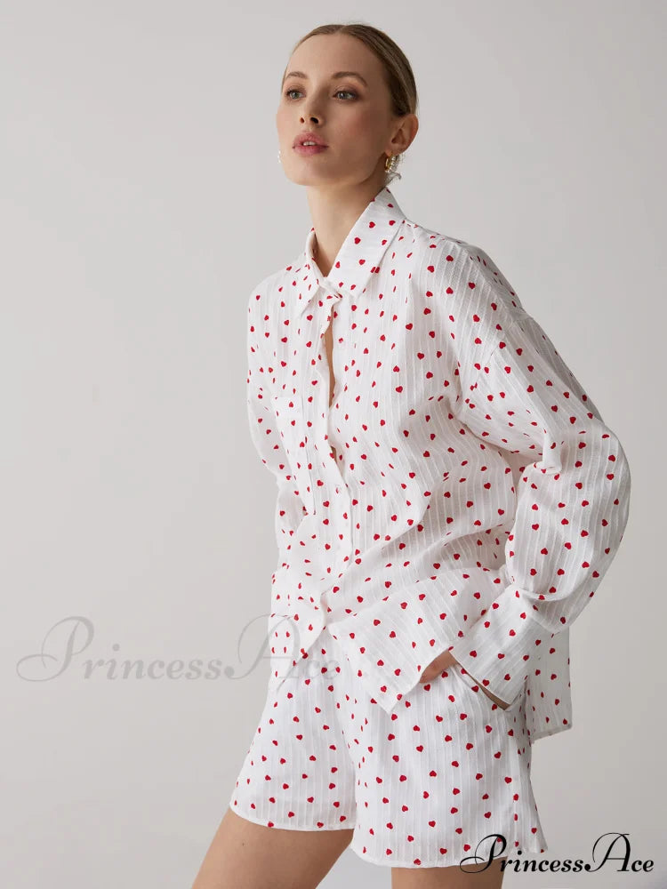 Cotton Sweetheart Striped Trendy Soft Short Set White / S Sets