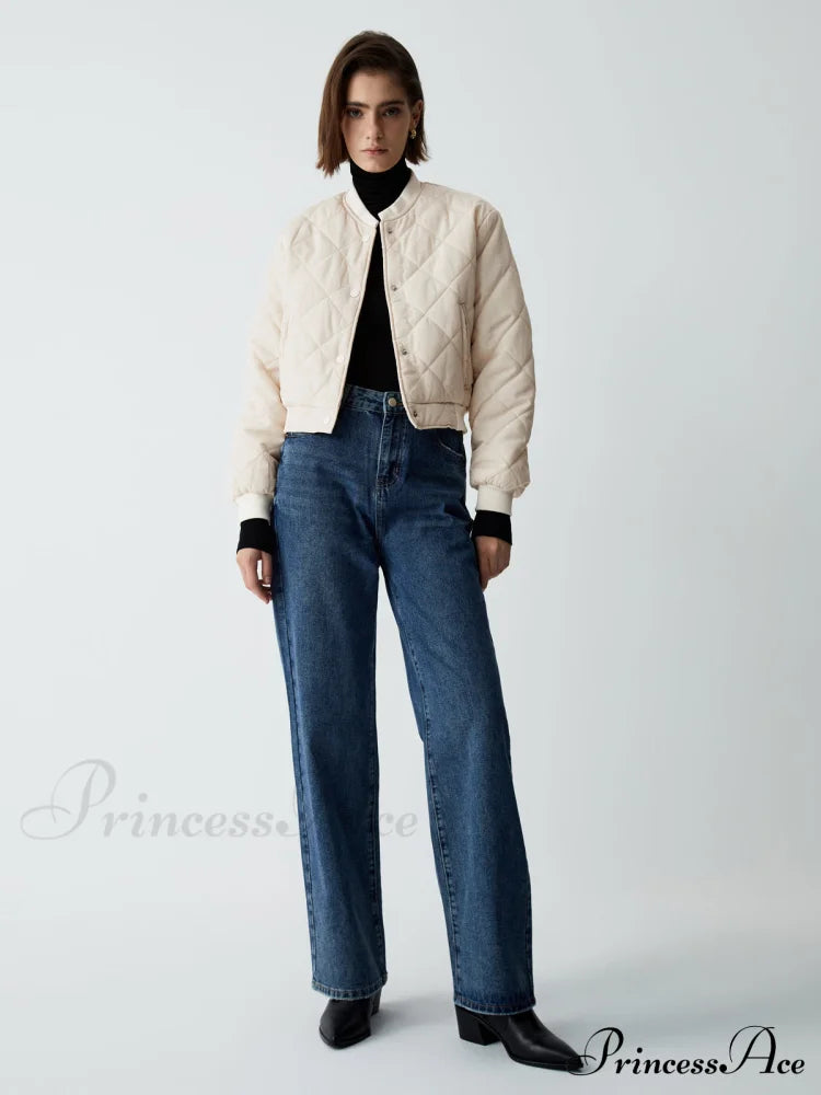 Creamy Lightweight Graceful Quilted Coat Coats-L