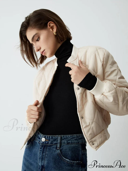 Creamy Lightweight Graceful Quilted Coat Off-White / S Coats-L