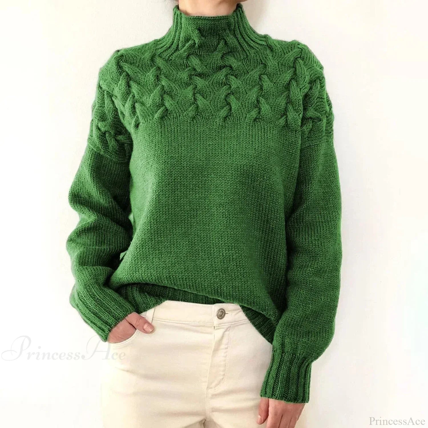 Crochet & Knitted Thick Pink Sweater Green / S