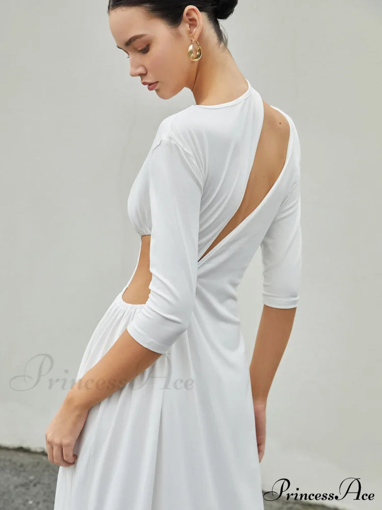 Cut Out Ruched Trendy Split Knit Maxi Dress Dresses