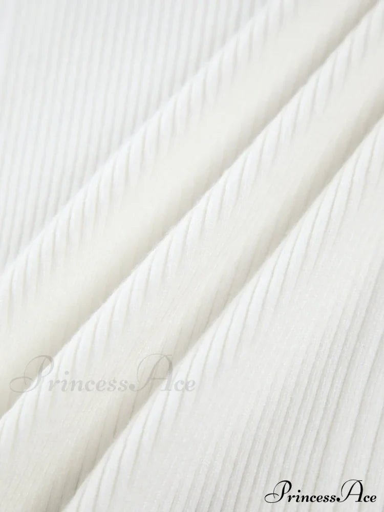 Cutout Split Beads Trendy Detail Ribbed Knit Top Sweaters-L