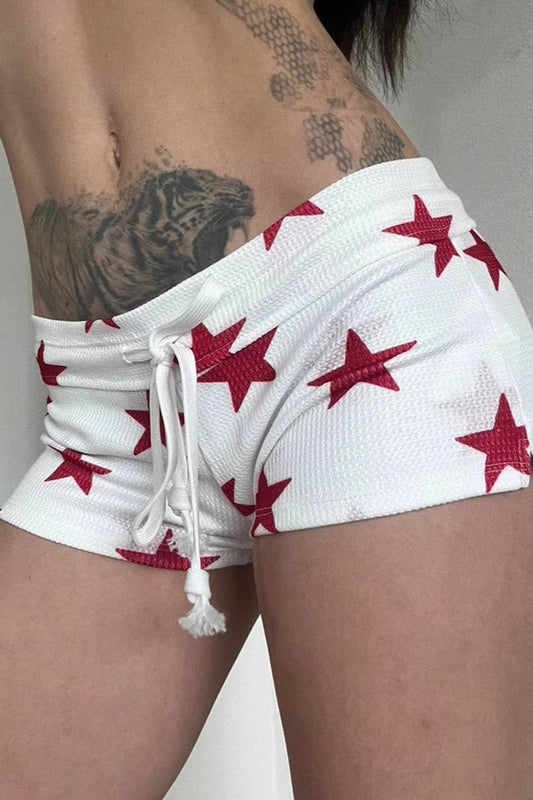 Star Print Drawstring Shorts