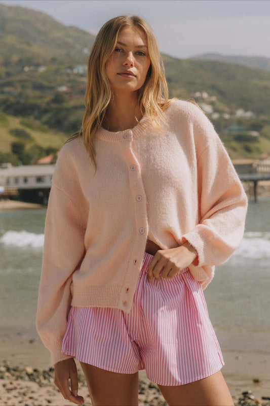 Casual Solid Buttoned Long Sleeve Knit Cardigan