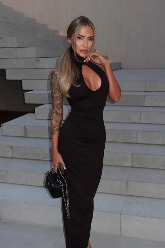 Sleeveless Cutout Stretchy Maxi Dress
