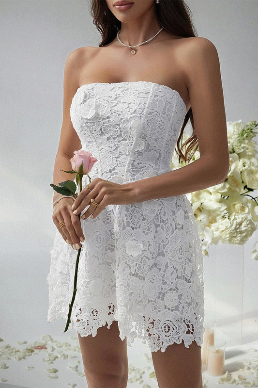 Solid Bustier Embroidered Cocktail Dress