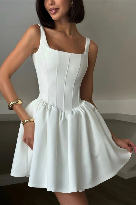 Satin Corset Puff Party Dress