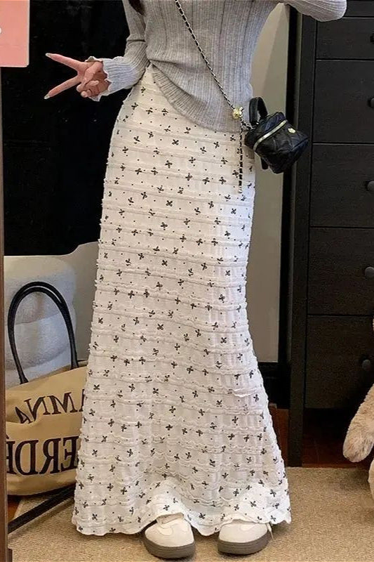 Lace Floral Plshop Size High Waist Mermaid Skirt