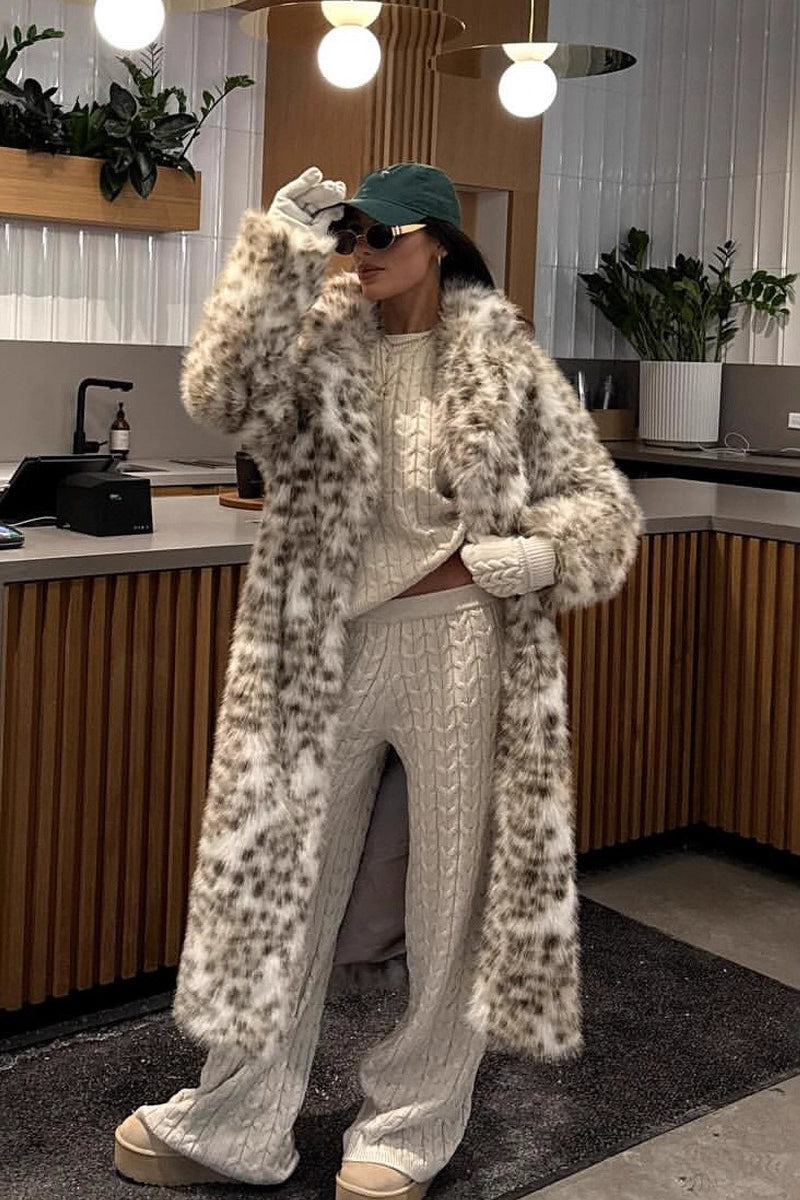 Leopard Minc Leopard Print Faux Mink Fur Eco Long Blazer Collar Overcoat – Shop ...