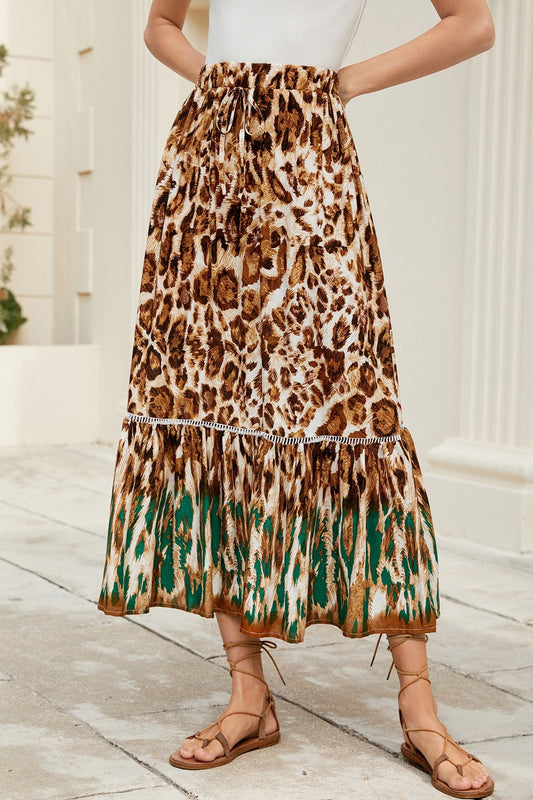 Boho Ruffle Floral Maxi Skirt