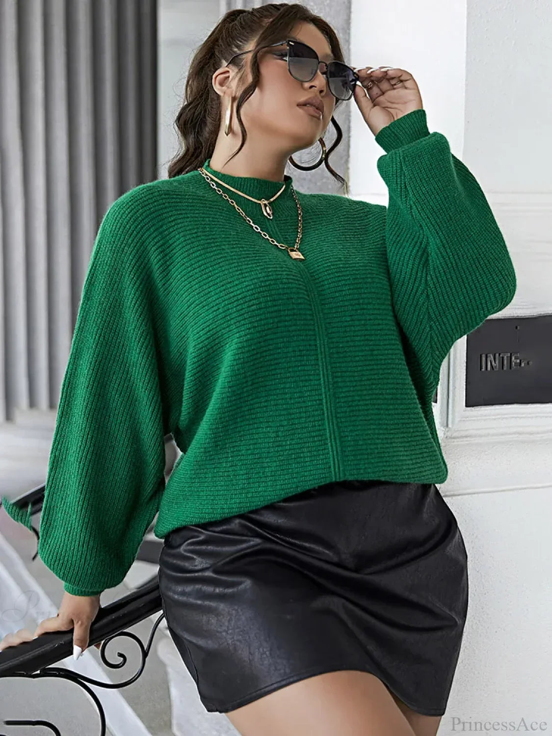 Dark Plus Size Casual Soft Long Sleeve Green Christmas Sweater Sweaters-L