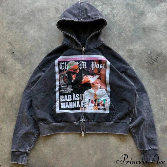 Dark Rebel Pattern Zip Hoodie