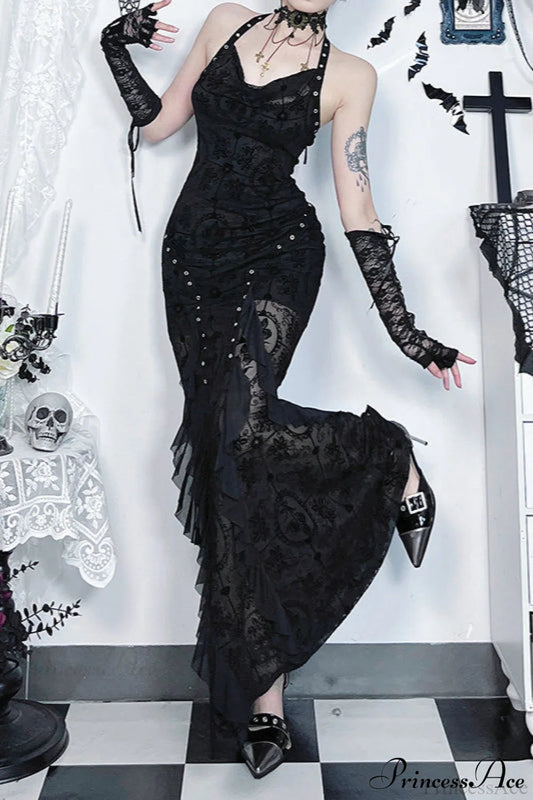 Dark Velvet Drape Gothic Dress
