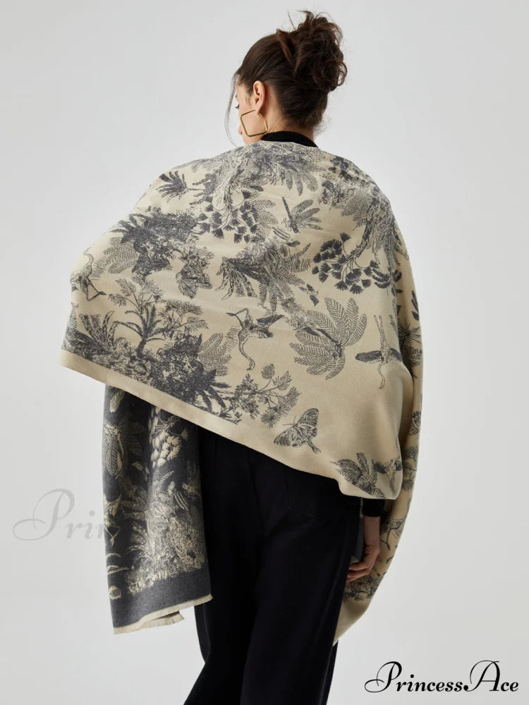 Double Face Graceful Jacquard Tassel Scarf Scarves