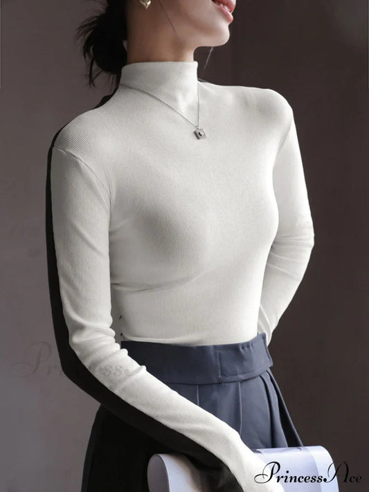 Double Sided Colorblock Trendy Long Sleeve Top White / Xs T-Shirts