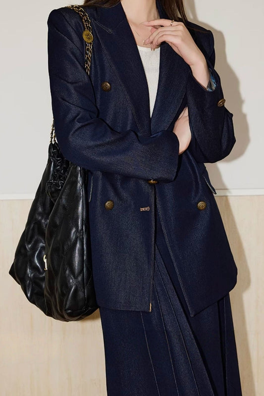 Double Breasted Twill Blazer