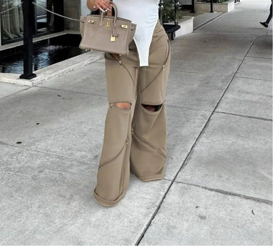 Zip Fasten Gothic Baggy Joggers Pant