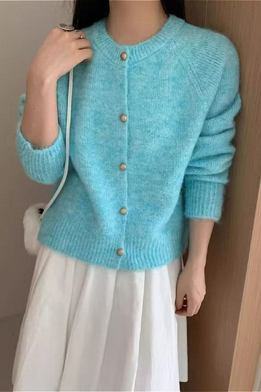 Loose Soft Gentle-Style Solid Knit Cardigan
