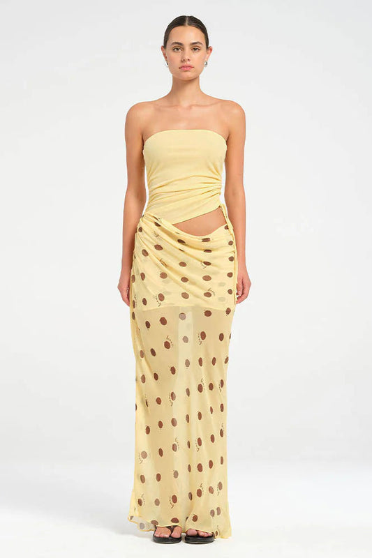 Strapless Polka Dot Patchwork Slim Fit Maxi Dress