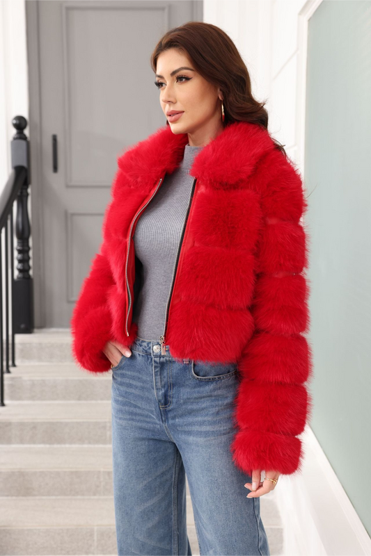 Elegant Short Faux Fur Classic Coat