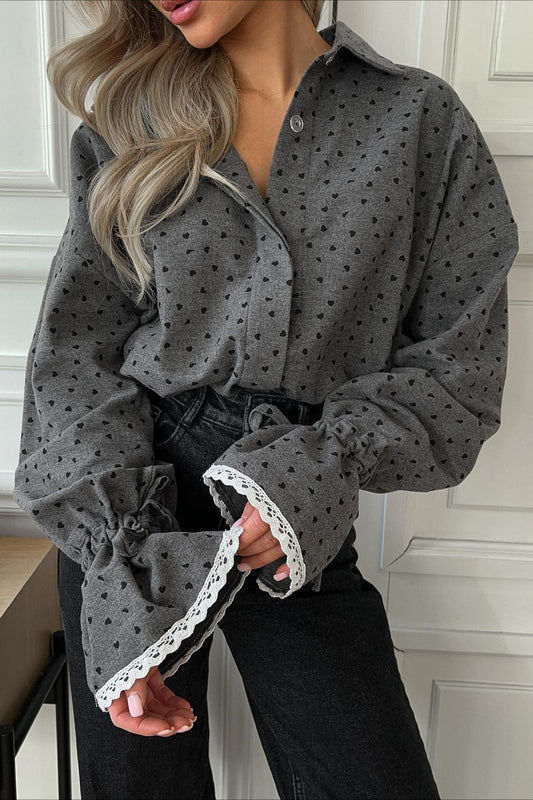 Heart Lace Panel Long Sleeve Bloshope