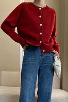 Jade Button Raglan Cardigan