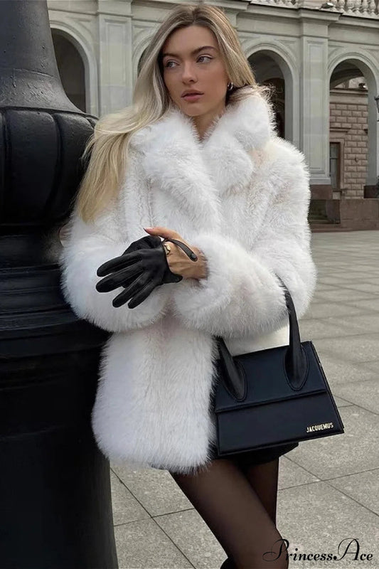 Eco Faux Fur Solid Chic Cropped Coat