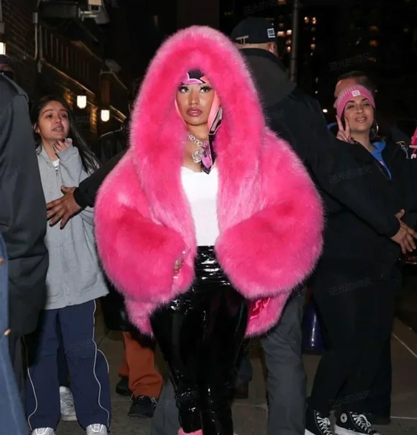 Eco-Friendly ImiTation Fox Hooded Coat Rose Red / XS