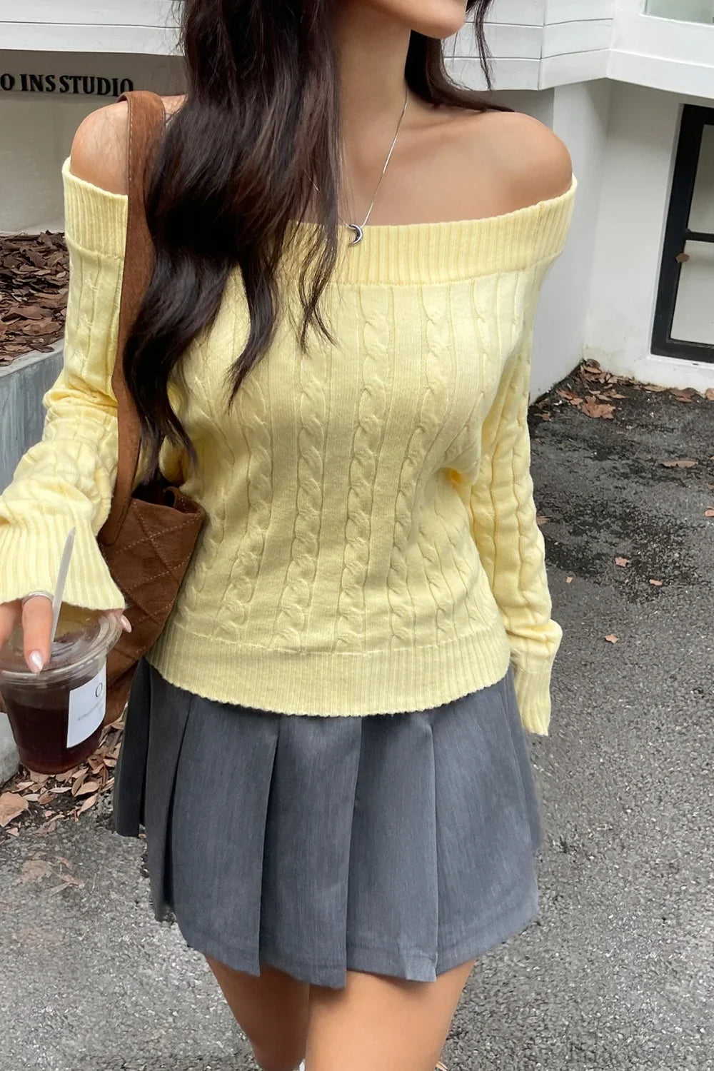 Edgy Long-Sleeve Knit Sweater