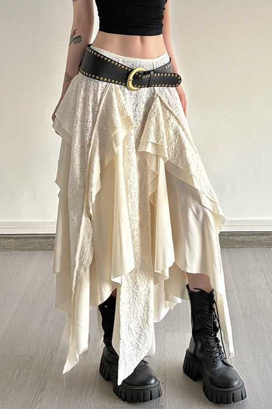 Asymmetrical Lace Bodycon Maxi Skirt