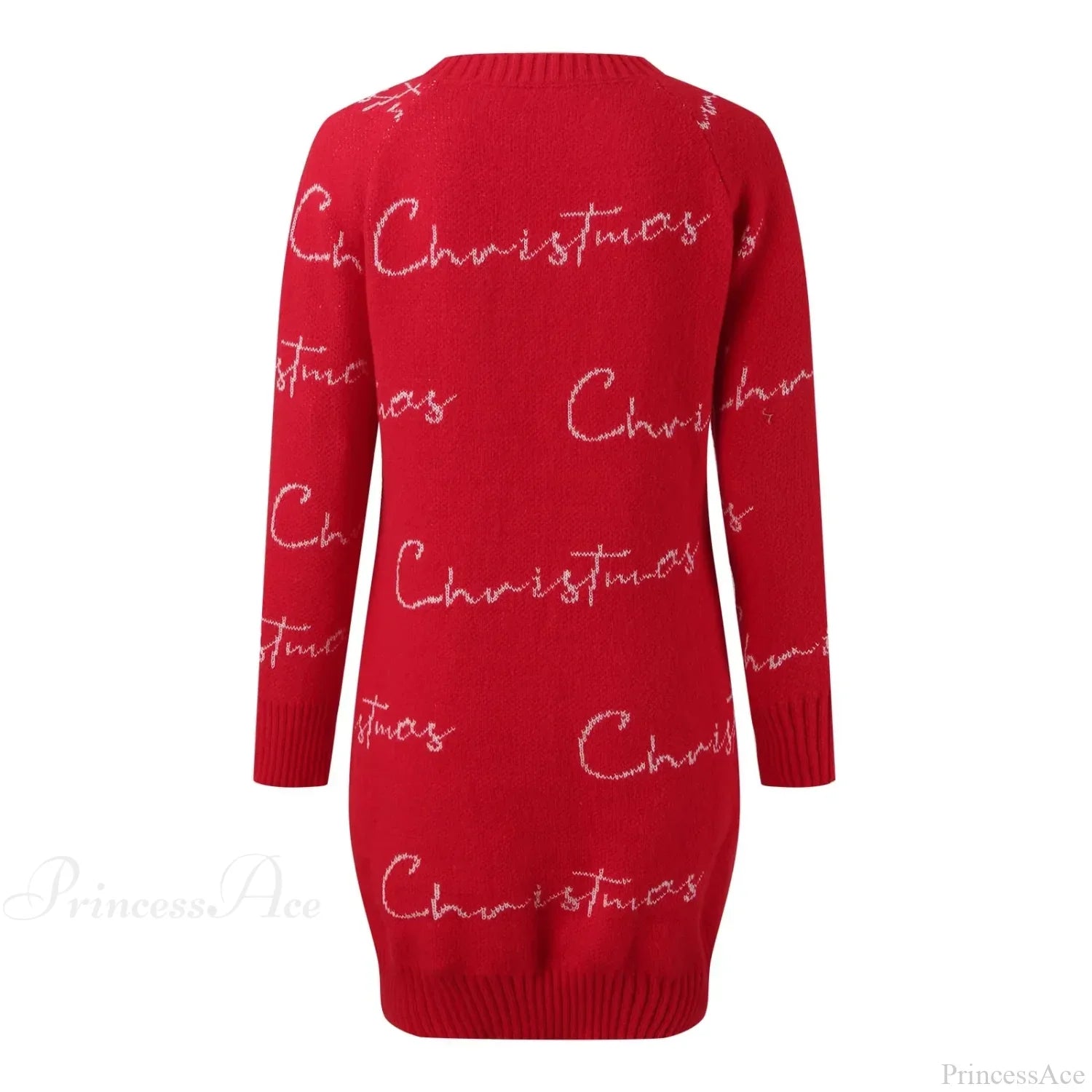 Elegant Full Sleeve O-Neck Casual Jacquard Dress Christmas Sweater Sweaters-L