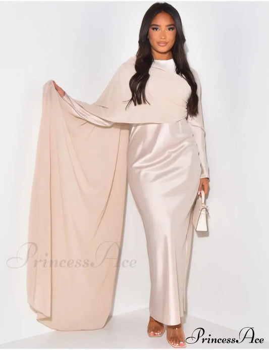 Elegant Solid Color Round Neck High Waist Swing Red Christmas Party Dress