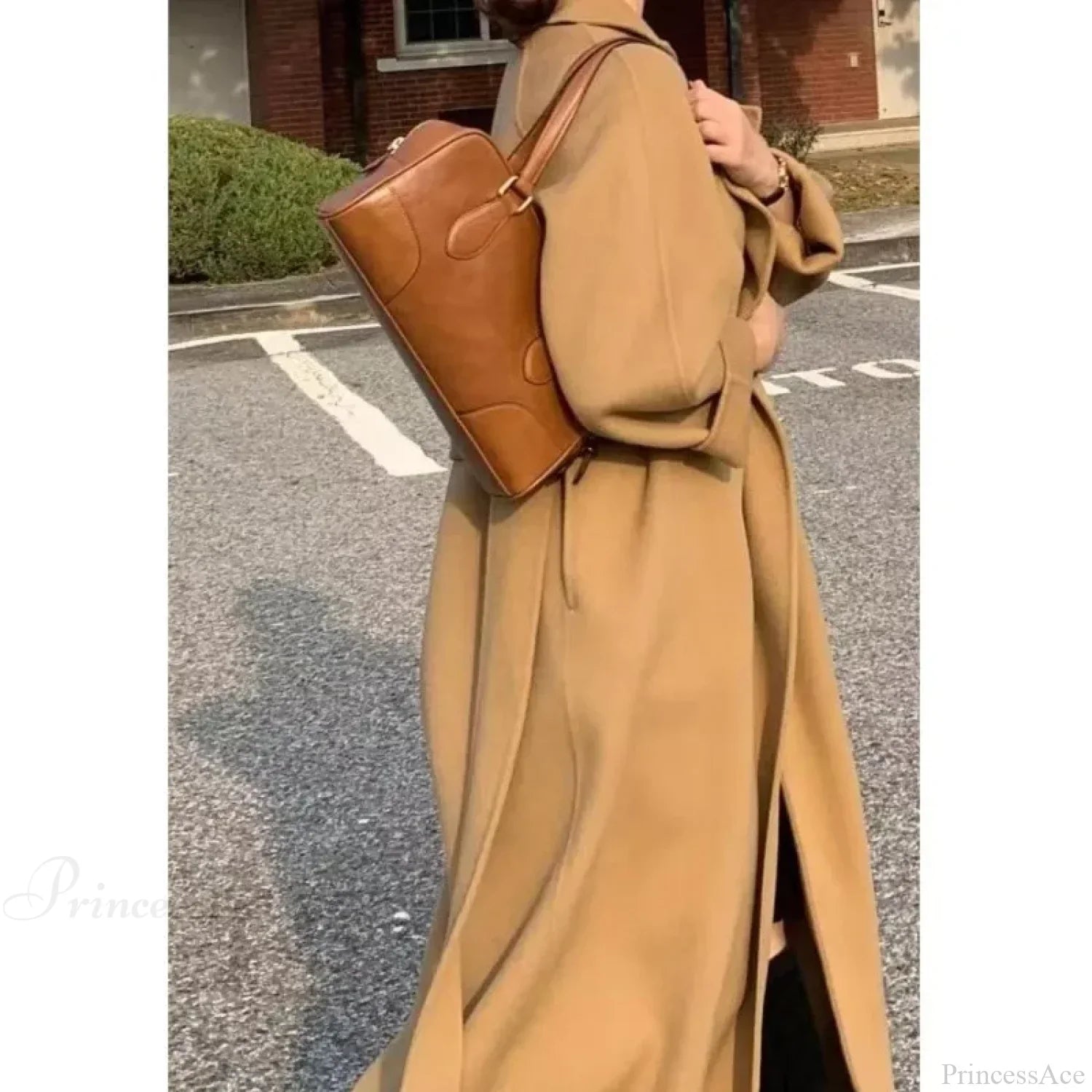 Elegant Woolen Belted Long Overcoat