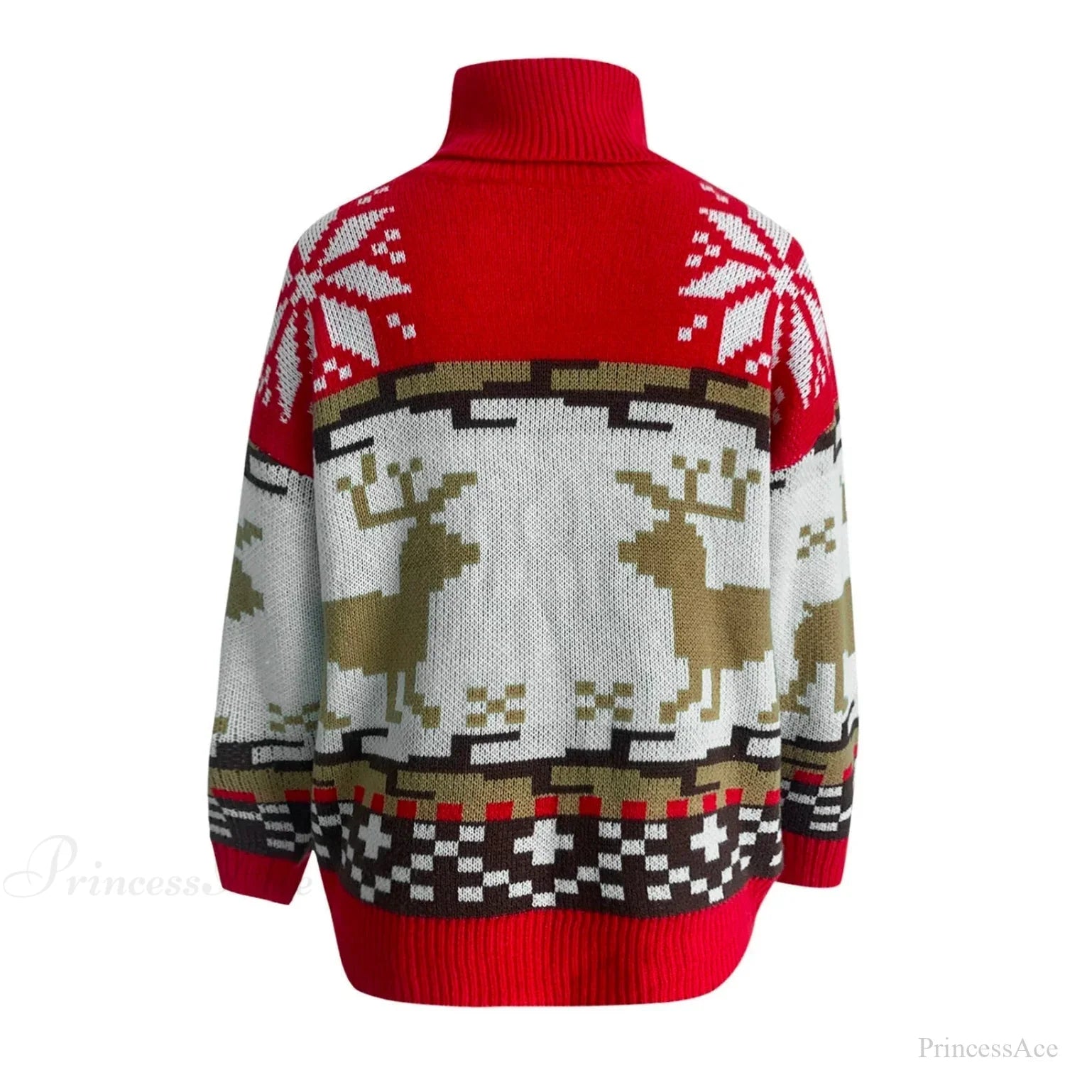 Elk Long Neck Christmas Pullover Sweater Sweaters-L