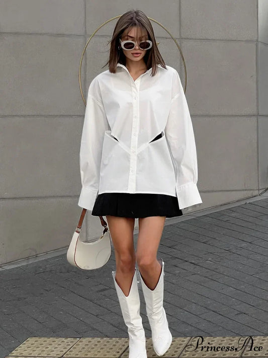 Essential Cutout Graceful Button Down Shirt White / Xs Shirts